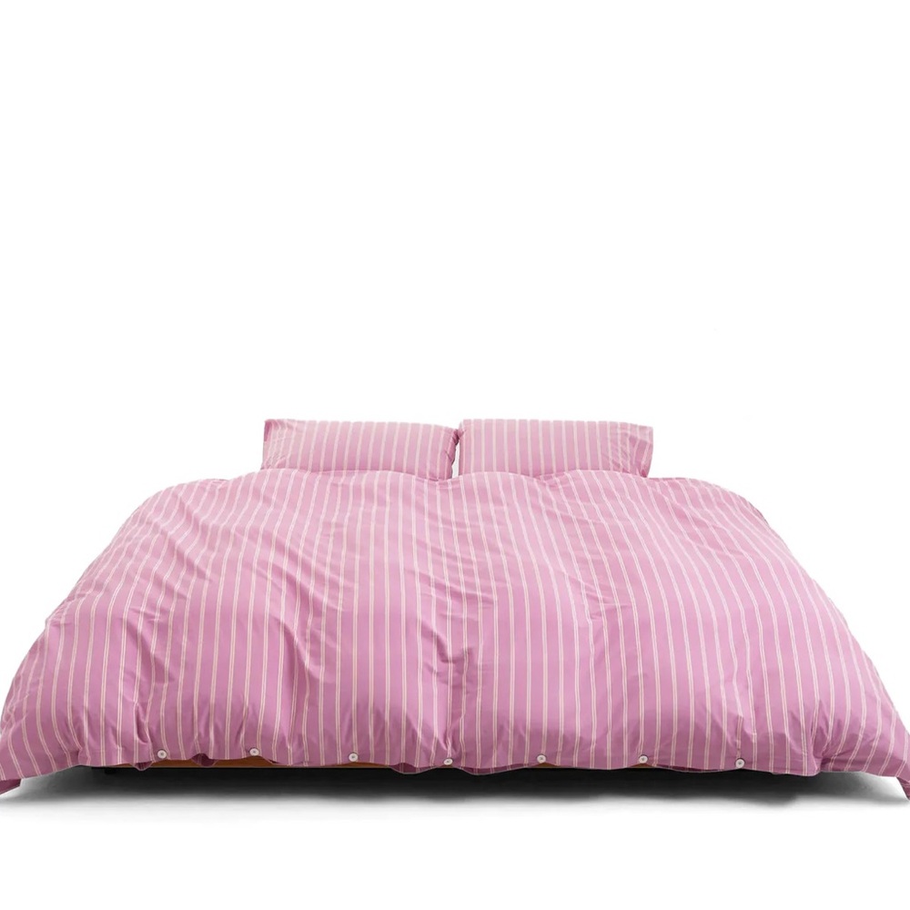 TEKLA Percale Duvet Cover - Mallow Pink Stripes (Full/Queen)